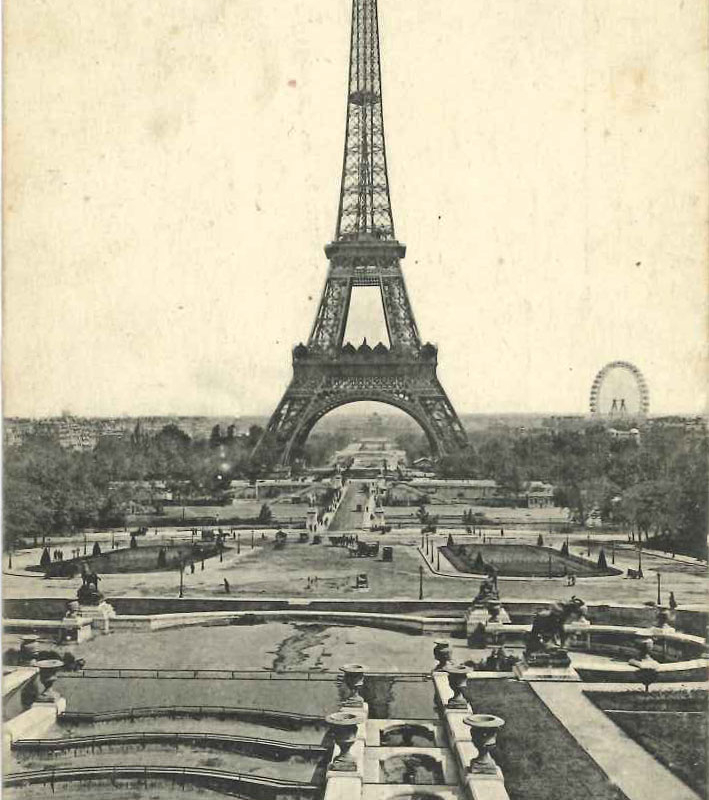 Panorama des jardins du Trocadéro vers la Tour Eiffel, vers 1919 - Archives Historiques BNP Paribas